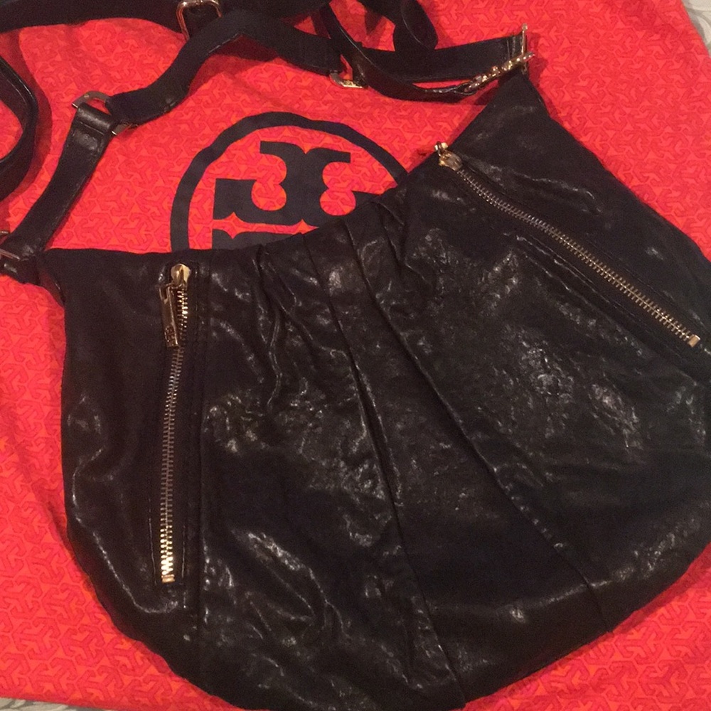 Tory Burch black leather hobo bag